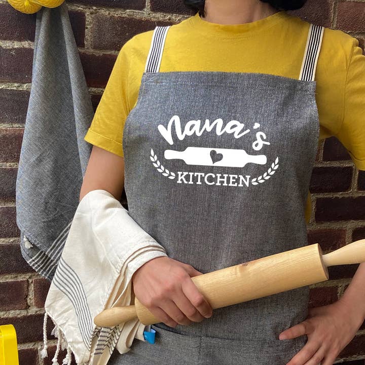 Living Roots – Avental por atacado – Avental de cozinha impresso com logotipo personalizado - cinza2