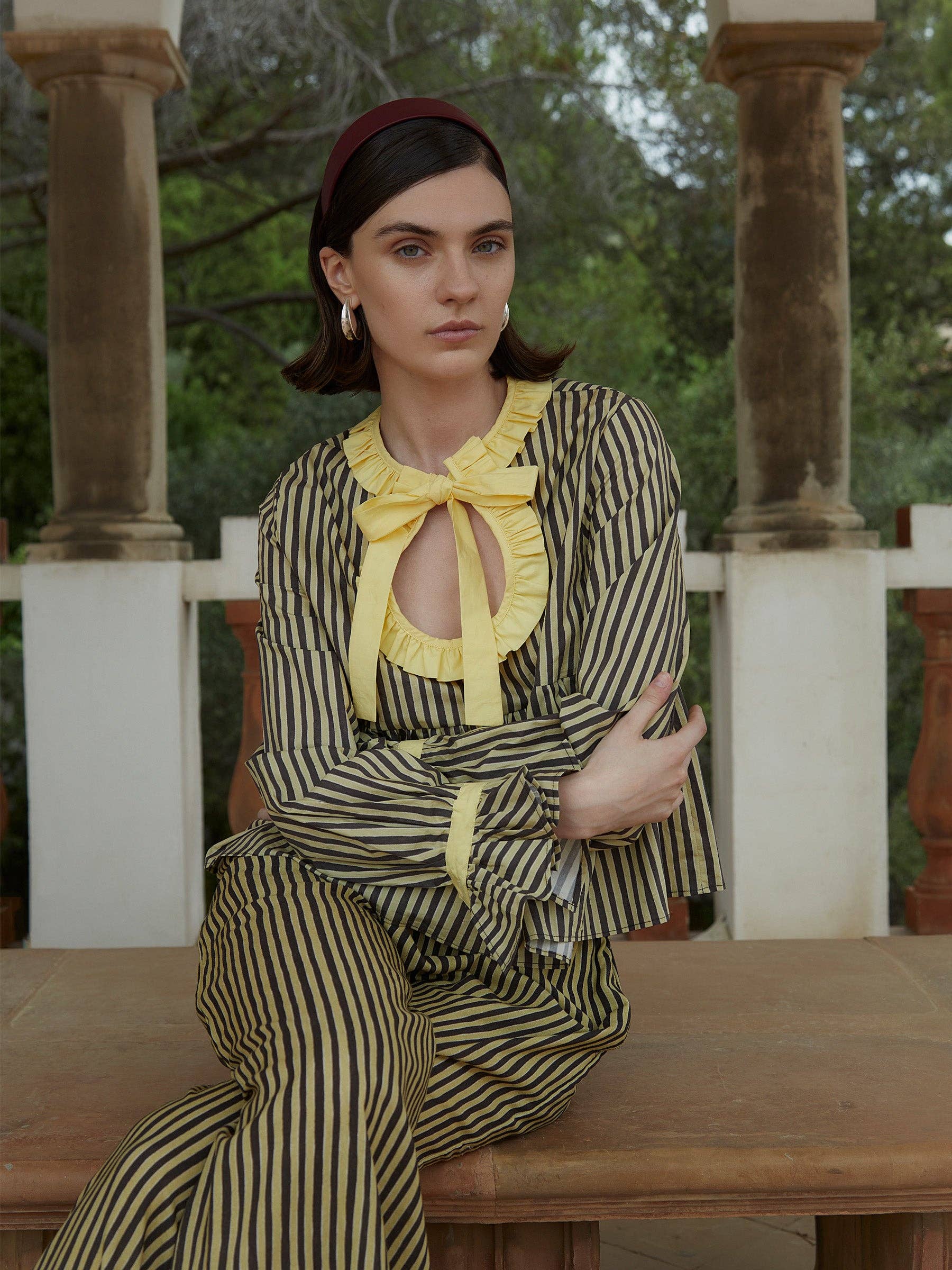 CARMEN SAYS - Wholesale Blouse - Women's - Blusa Amarilla a Rayas con Estrellas2