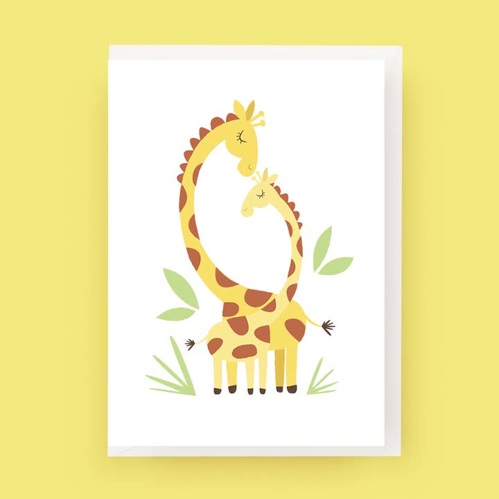 Carte d'accompagnement bébé girafe – Mini carte de vœux animalier safari pour la vente par Nicole Marie Paperie