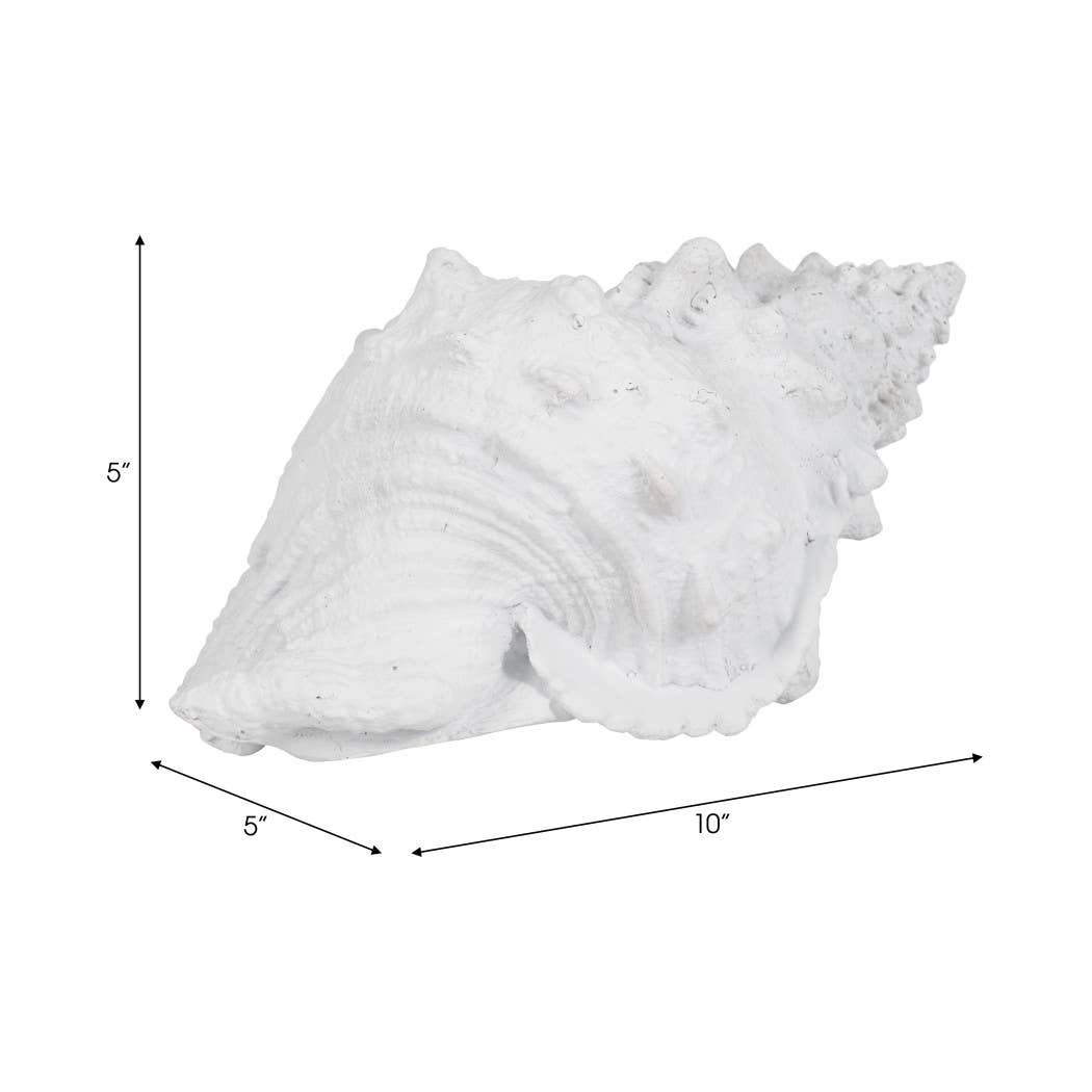 Sagebrook Home - Wholesale Decorative Figurine - Figurine - White Resin Coastal Solid Conch Shell, 10 in.2