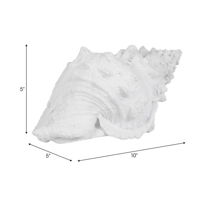 Sagebrook Home - Wholesale Decorative Figurine - Figurine - White Resin Coastal Solid Conch Shell, 10 in.2