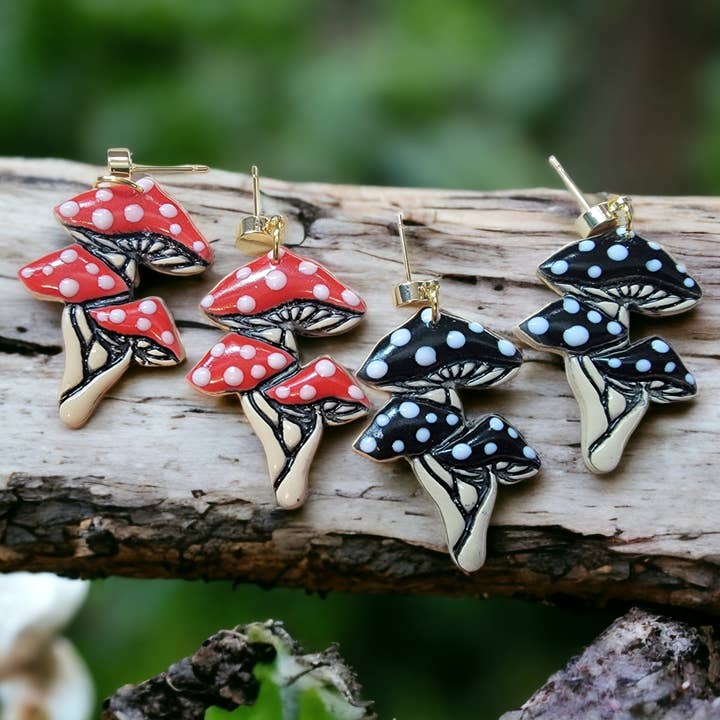 Mushroom Clay Earrings | Fall Earrings for wholesale by Knotty4Klay
