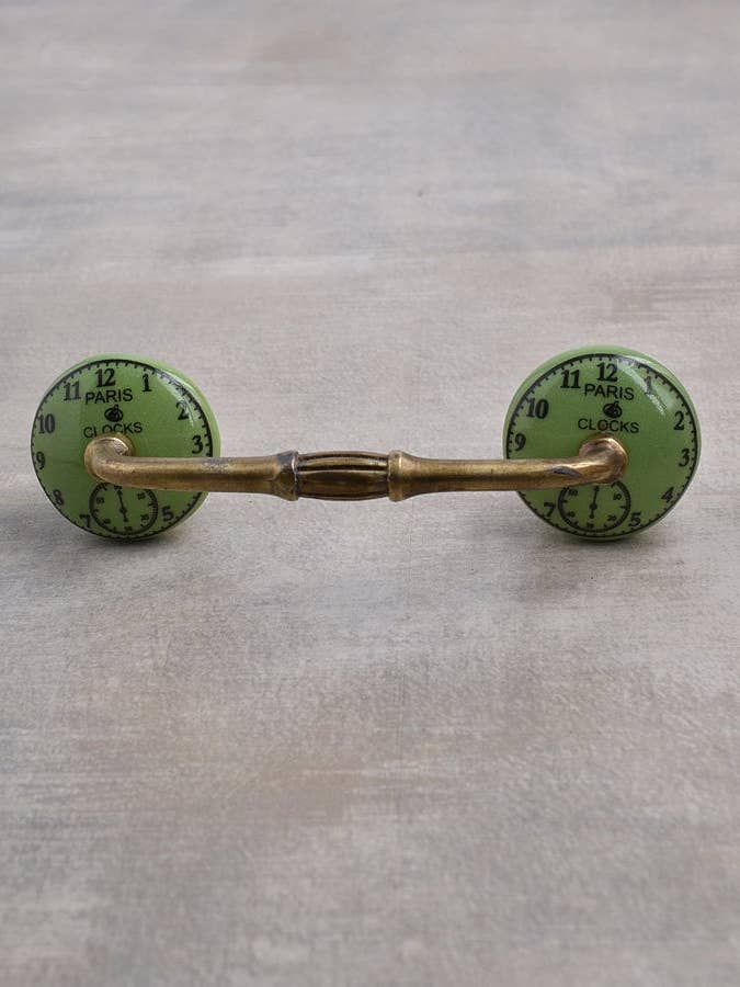 Cabo de gaveta de guarda-roupa de cerâmica com design de base verde feito à mão por atacado de KNOBCO