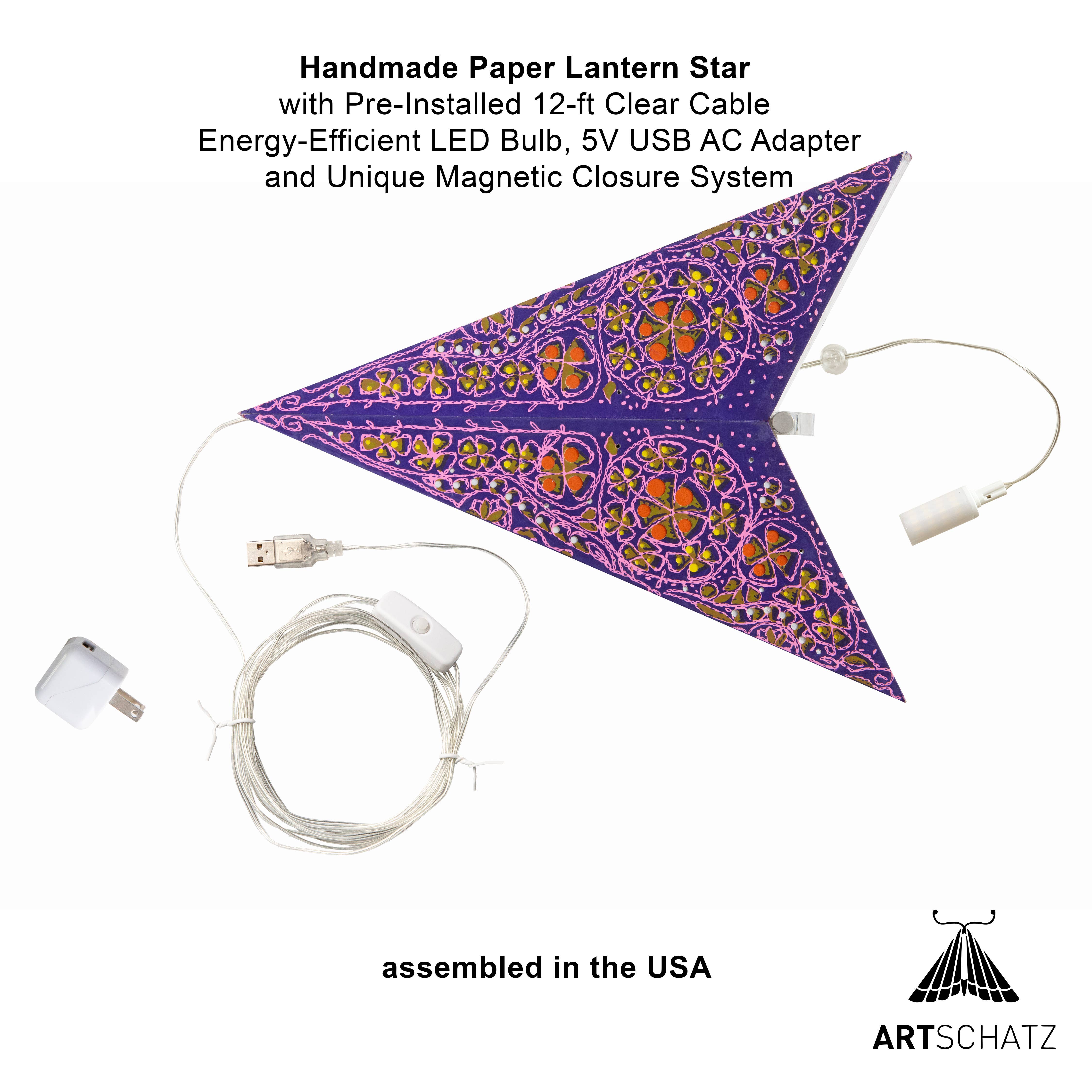 Artschatz LLC - Wholesale Paper Lantern/Lamp - Cathedral ~5 P, 24, purple/violet Paper Starlight Lantern2
