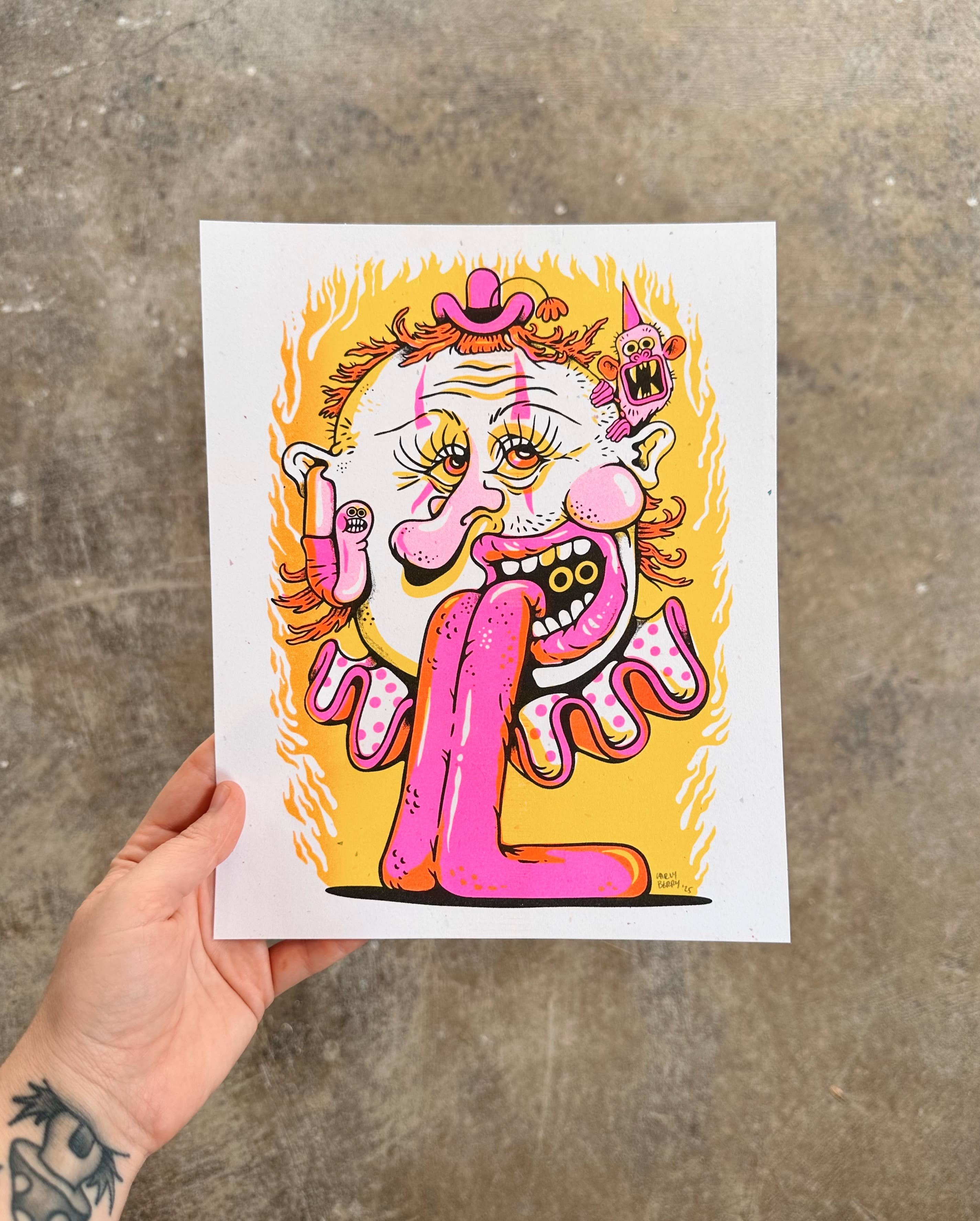 It's Not That Weird - Wholesale Art Print - Clown Riso Print1