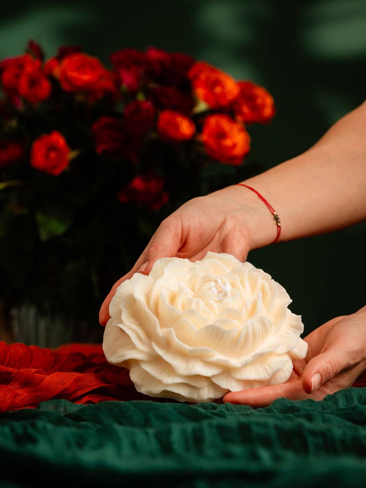 Large Peony Blossom Candle – Bold & Elegant Decor for wholesale by Allure CA