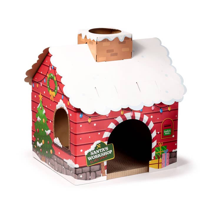 Puckator Ltd – wholesale Pet toy – Cat – Christmas Santa's Grotto Cat Playhouse Cat Den