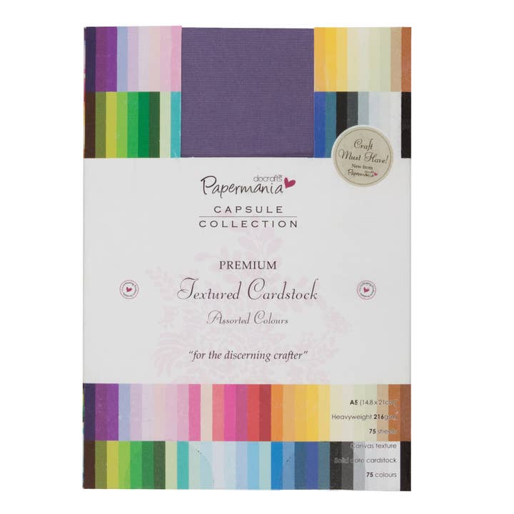 Papermania Textured Coloured Cardstock, A5, 75 Sheets for wholesale by West Design Products