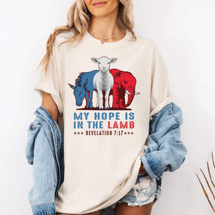 Wholehearted Motherhood and Co. - Venta al por mayor Camiseta serigrafiada - Mujer - Camiseta con estampado My Hope Is In The Lamb - Camiseta Christian Faith
