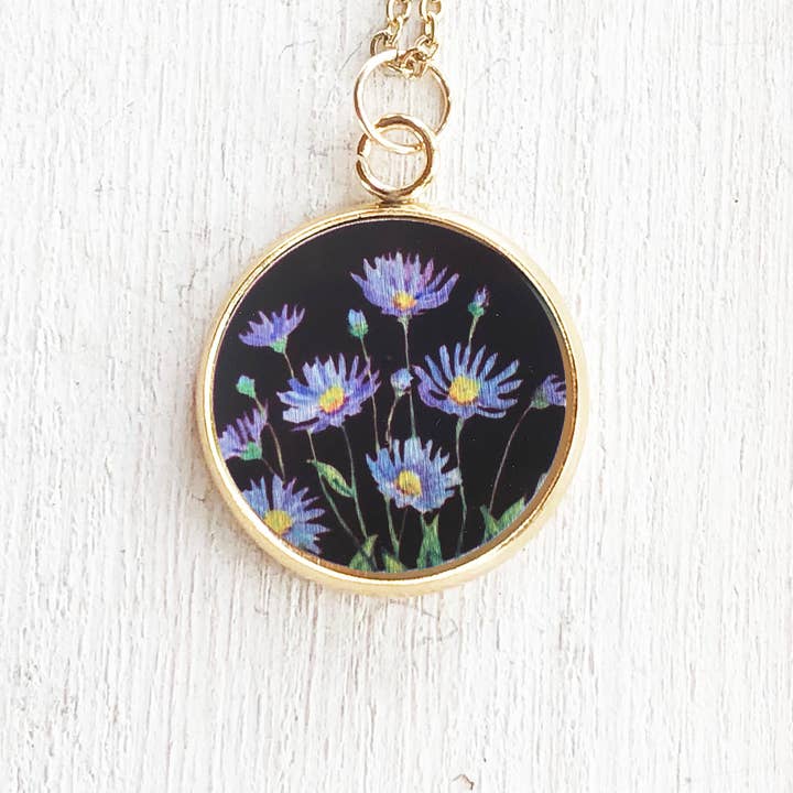 Födelse blomma halsband, September, Aster för wholesale av Storytime Art Studio