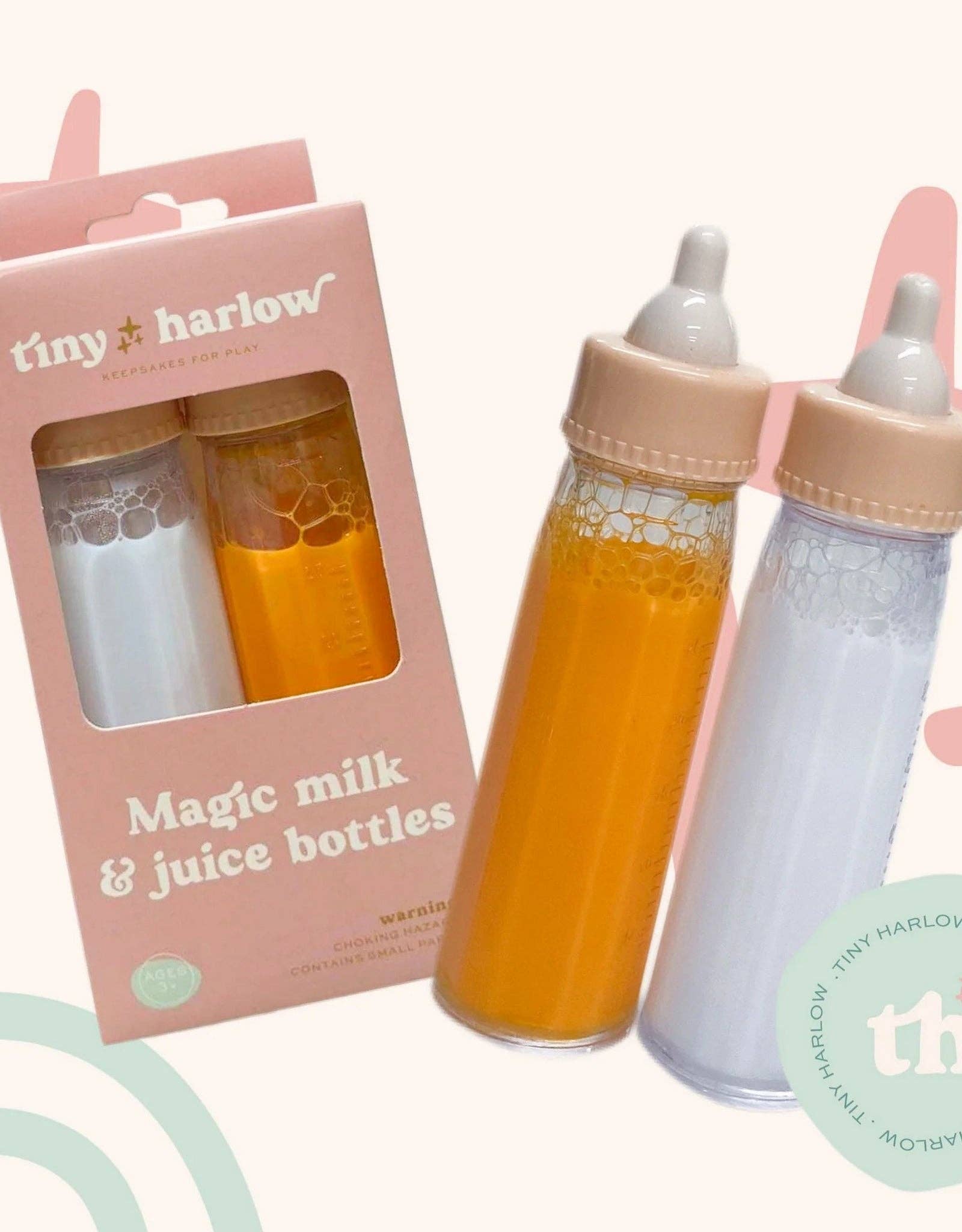 Shine on me Distribution - Vente Accessoire de poupée – enfant - Set de jus et de lait en bouteille - Tiny Harlow4