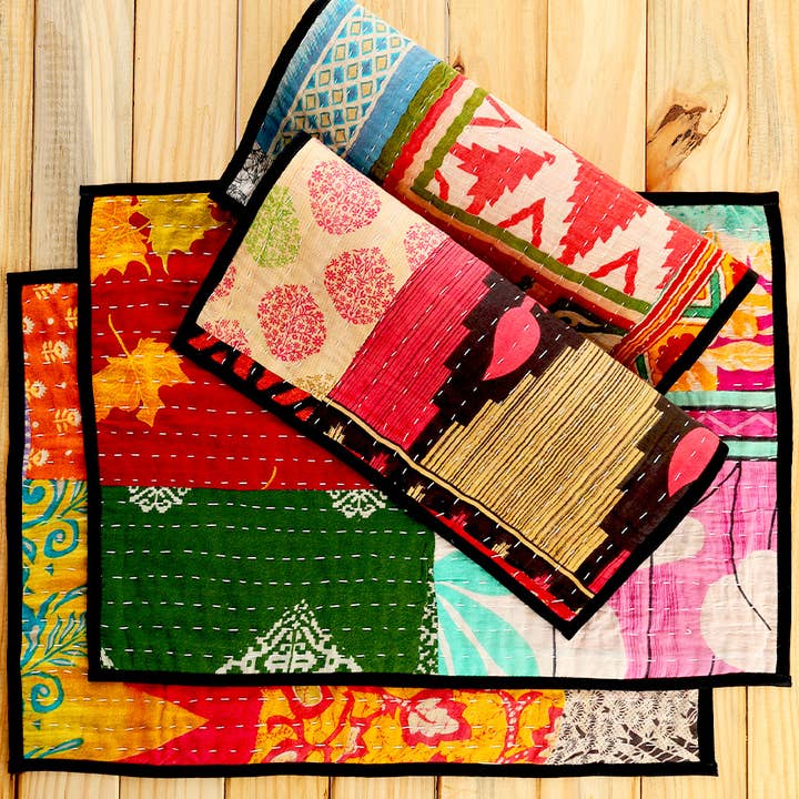 Sevya Handmade - Vente Sets de table - Sets de sets de table Kantha, lot de 4