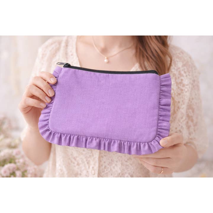 House of Kraft - Wholesale Pouch - Women's - Canvas Ruffle Pouches | Canvas Travel Pouches | Zipper Pouch47