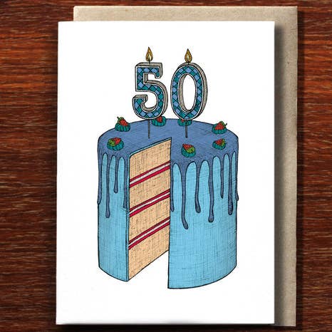 Tarta de Cumpleaños de Cincuenta Años - Tarjeta de Felicitación para venta al por mayor de The Nonsense Maker