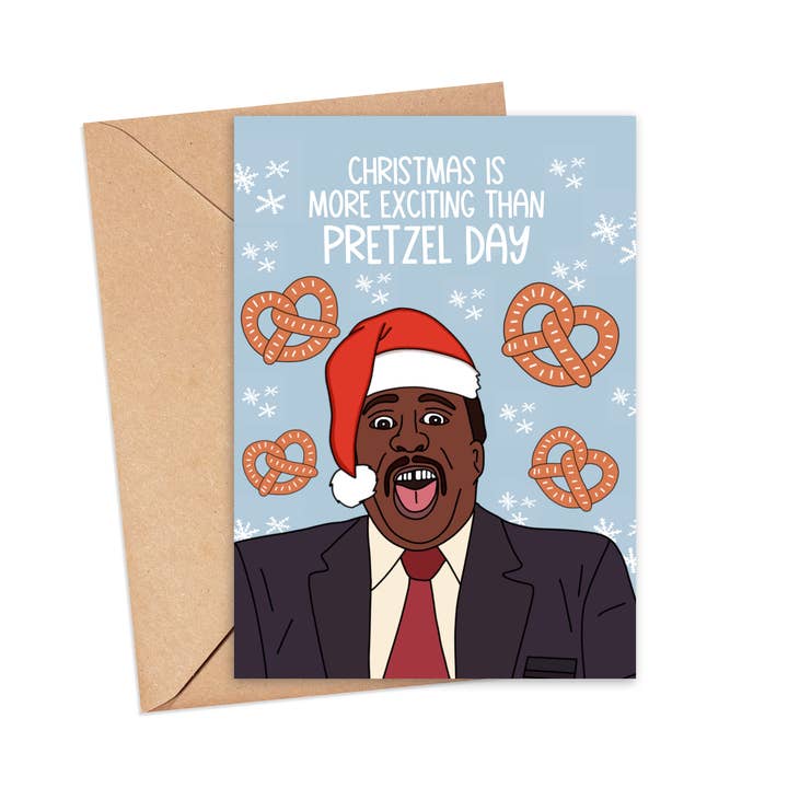 The Office Pretzel Day Christmas Card for wholesale by Saucy Avocado