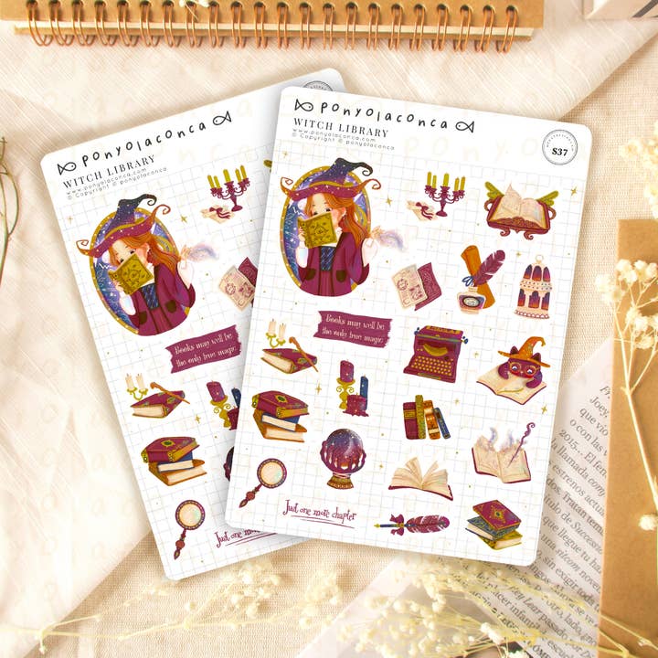 Witch Library Sticker Sheet for wholesale by ponyolaconca
