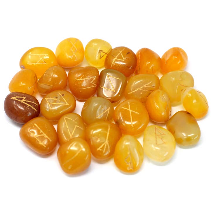 Rune-40 - Runes Stone Set in Pouch - Yellow Onyx for wholesale by AWGifts Europe