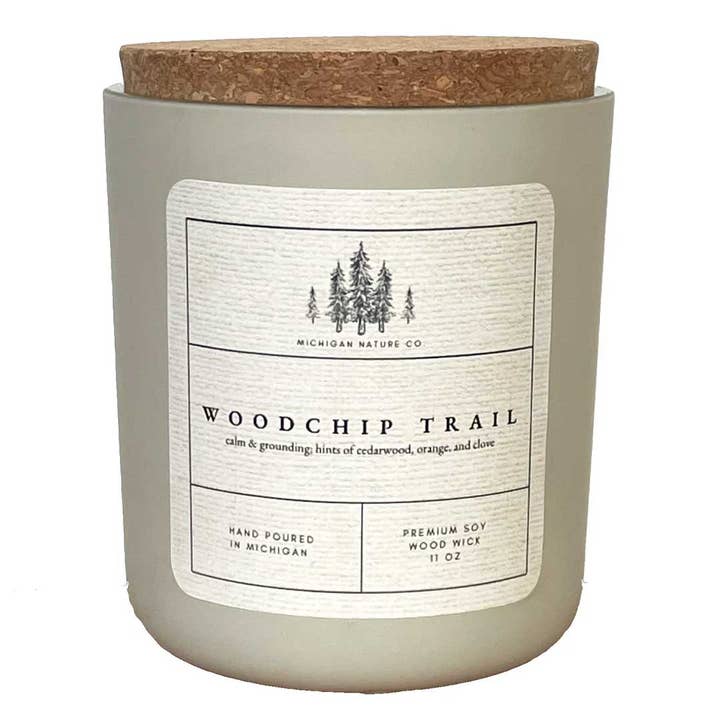 Michigan Nature Co. - Wholesale Jar/Filled Candle - Michigan Soy Wood Wick Candle - Woodchip Trail