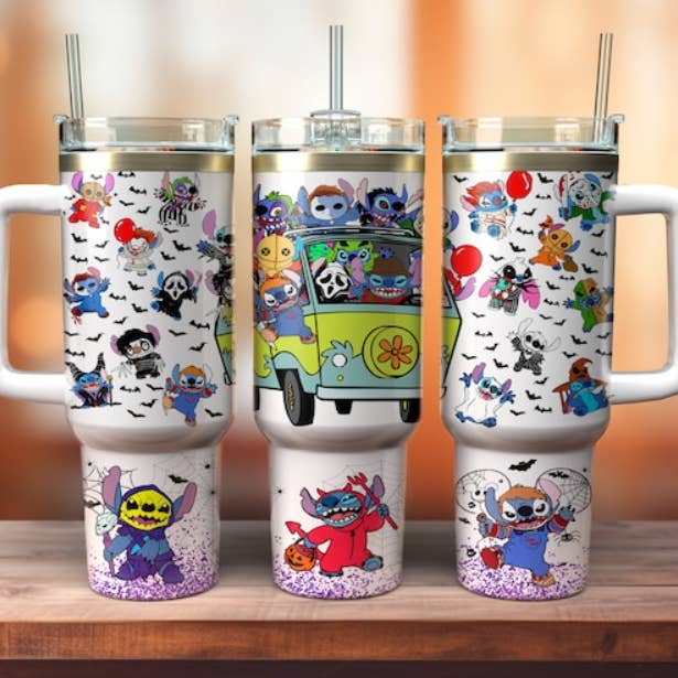 JAC Wholesale - Wholesale Insulated Mug/Tumbler - Cartoon Horror Movie Characters 40oz Tumbler with Handle