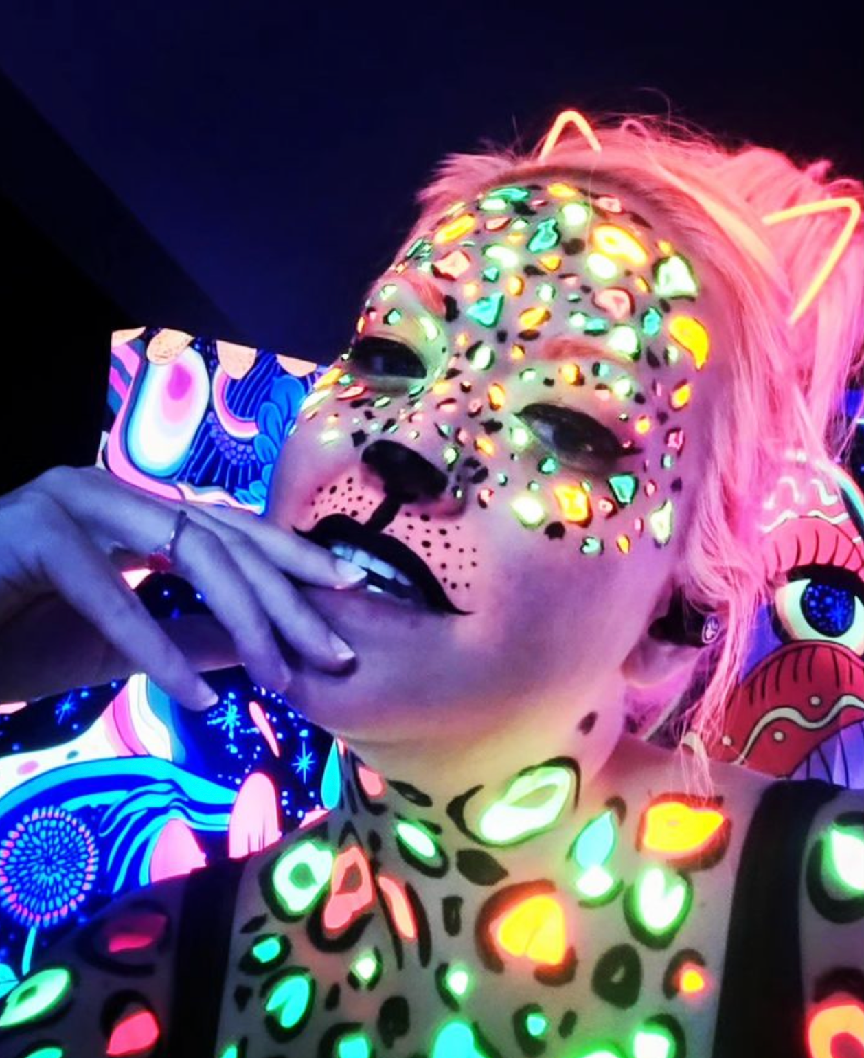 Sasswear - Wholesale Body Glitter/Shimmer - Cheetah Print Blacklight Body Stickers-40 Pk3