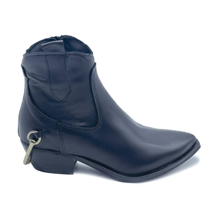 Tex30.03 Texani Stövletter med dragkedja i svart läder med accessoar för wholesale av WALKING NOW SRL