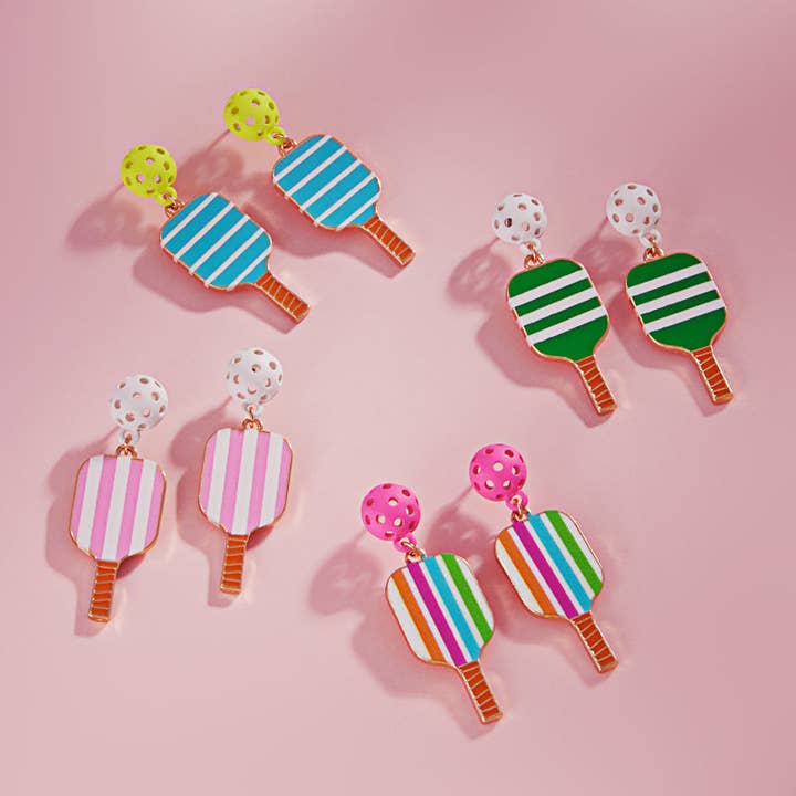 Designature New York - Wholesale Dangle Earrings - Sports Pickleball Enamel W Pattern Post Earrings