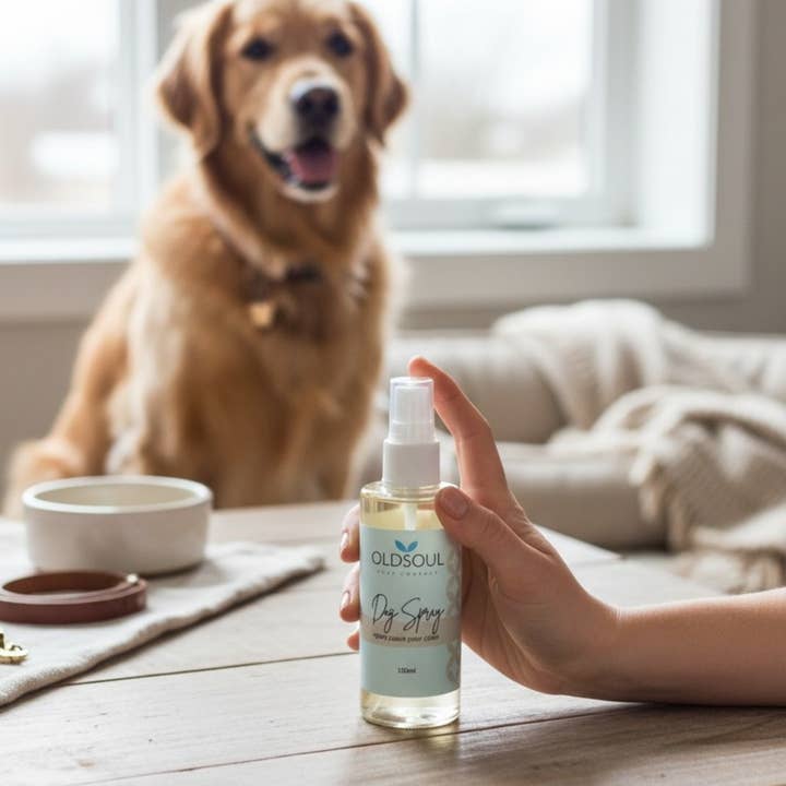 Spray pour chien Stinky pour la vente par Old Soul Soap Company Inc.