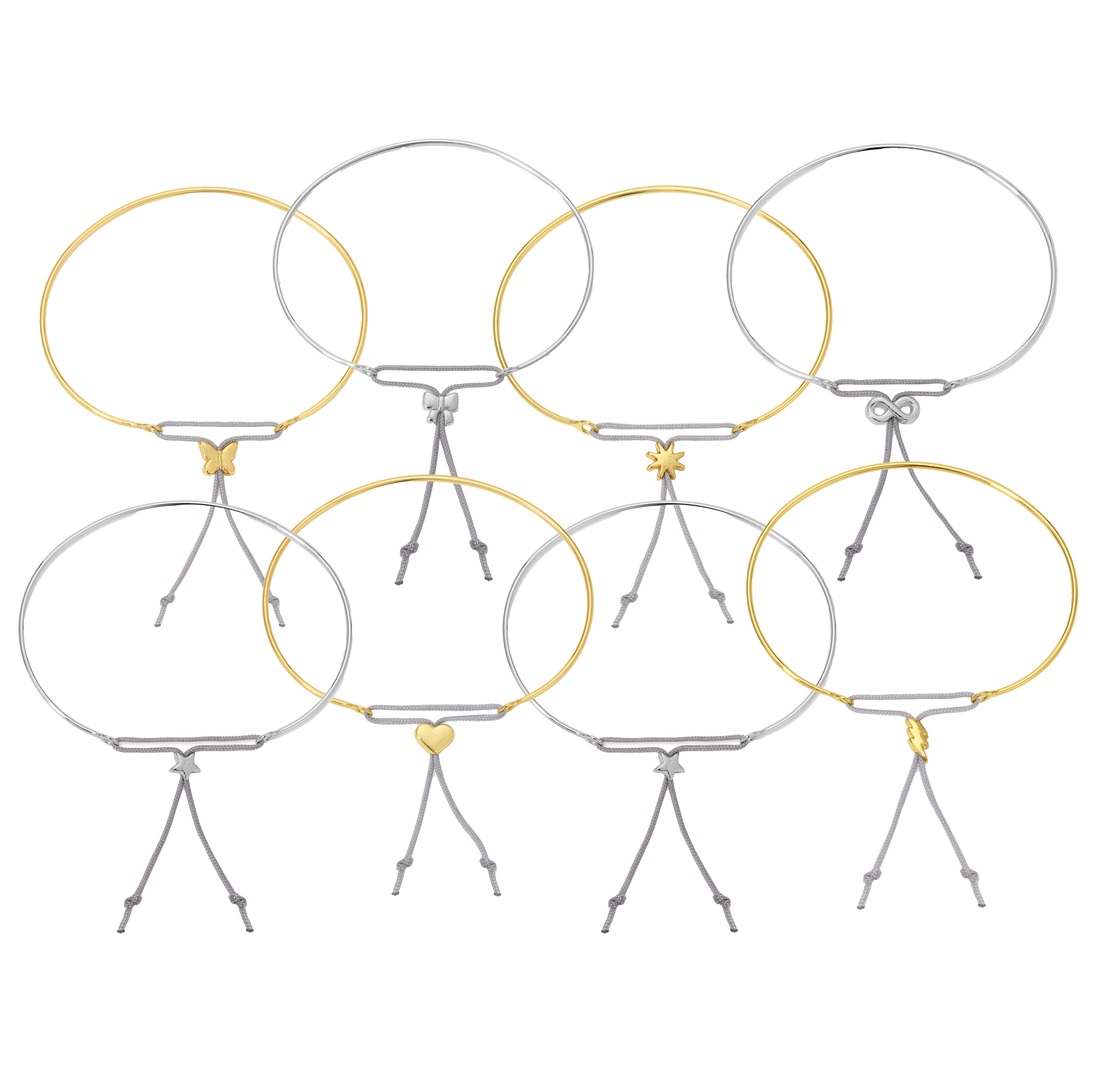 Lucky Feather – Engroshandel Armbånd med vedhæng – Reminder-armbåndssammensætning - 4 stk. af 8 forskellige designs - 32 stk. i alt (uden display)1