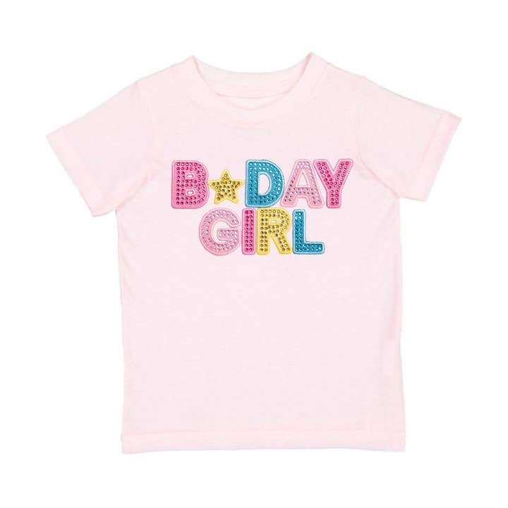 Birthday Girl Rhinestone Patch Short Sleeve T-Shirt - Kids for wholesale by Sweet Wink