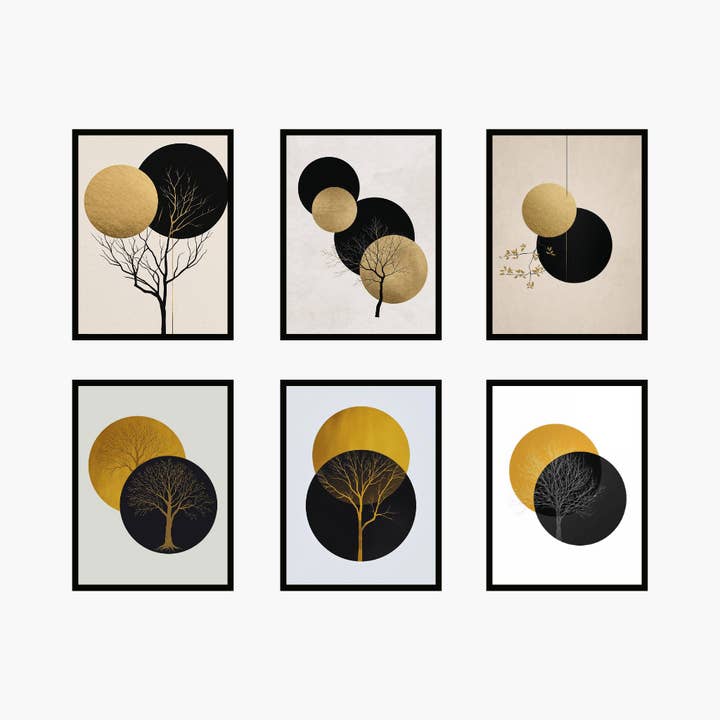 Set di poster boho Albero dorato – Collezione di 6 stampe da parete per la vendita all'ingrosso da parte di LichtwegOnline