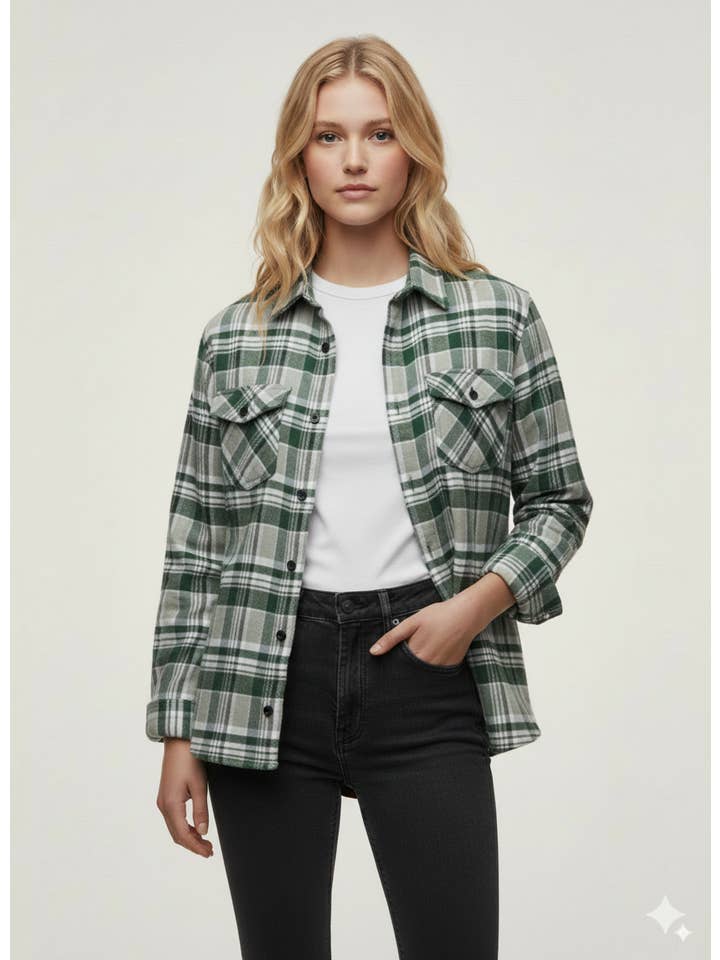Flannel Long Sleeve Buffalo Plaid Shirt for wholesale on Faire1