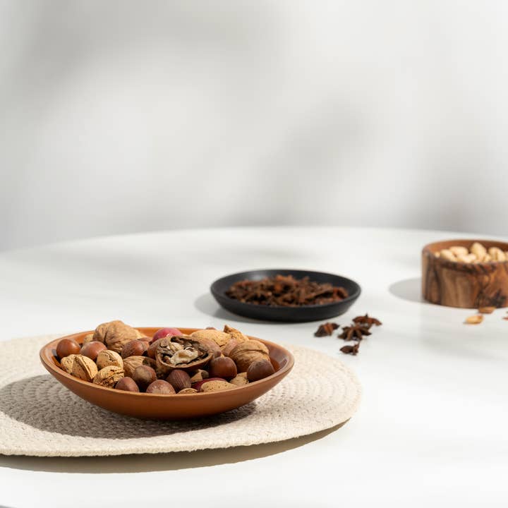 GHARYAN Stoneware & Olive Wood Tableware | Ships from USA - Wholesale Dinner Plate - Handmade Stoneware Dessert Plate | Dadasi 7.9"11