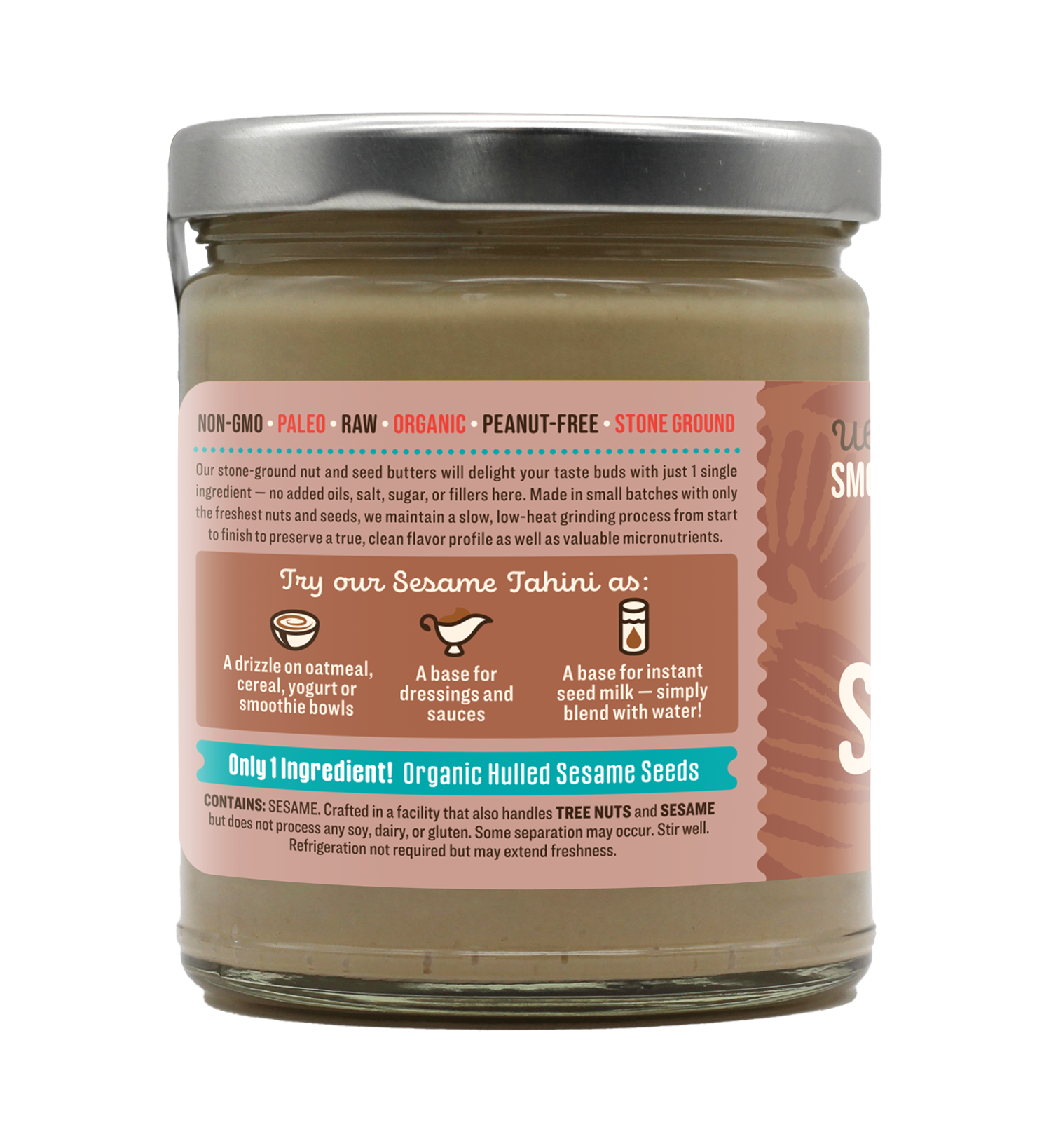 Windy City Organics - Vendita all'ingrosso Burro di frutta secca - Burro di semi di sesamo crudo biologico (Tahini) - 16 oz1