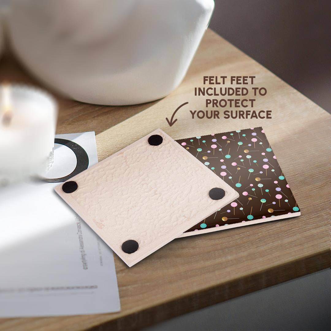 3dRose - Wholesale Coasters - 3dRose, Cute Pink and Mint Green Candy Sucker Pattern, Coaster3