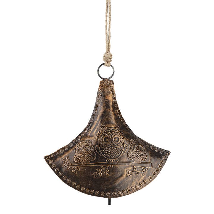 Benjamin International - Wholesale Wind Chime - Recycled Bell With Etched Owls