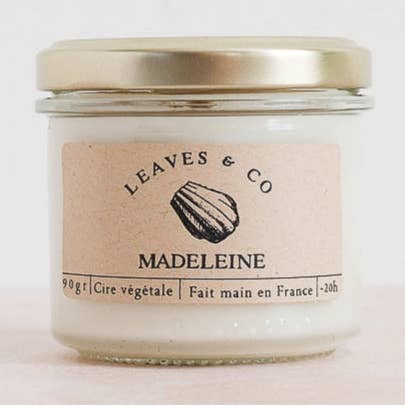 Leaves & Co - Vente Bougie en bocal - Bougie parfumée artisanale cire végétale - Madeleine0