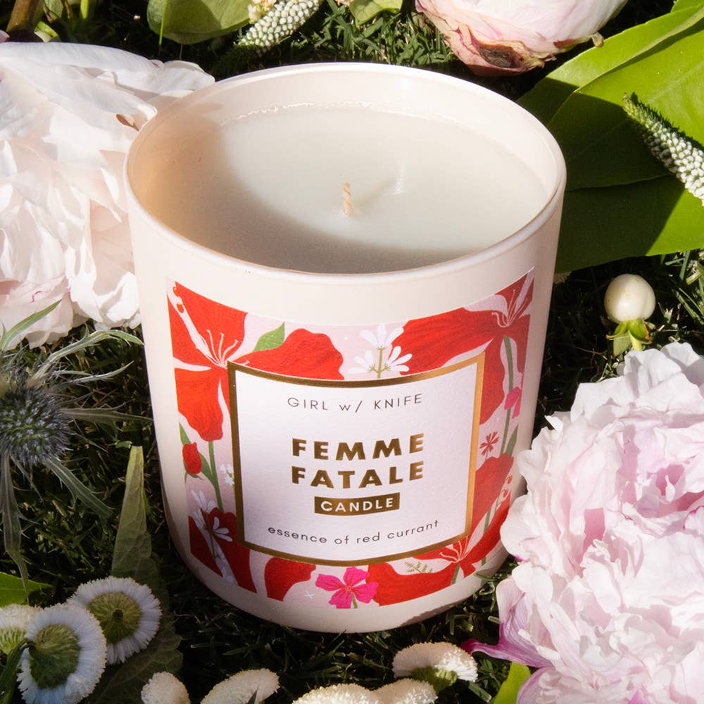 Girl w/ Knife - Wholesale Jar/Filled Candle - Femme Fatale Candle - Essence of Red Currant (soy coconut)3