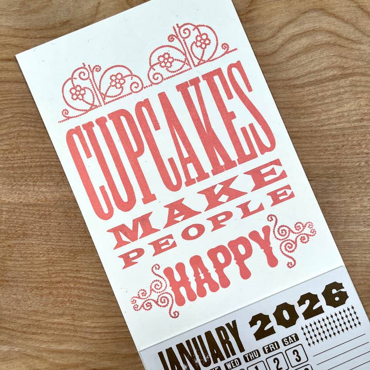 Mini calendrier 2026 Cupcakes rendent les gens heureux pour la vente par Pioneer House (formerly Yee-Haw)