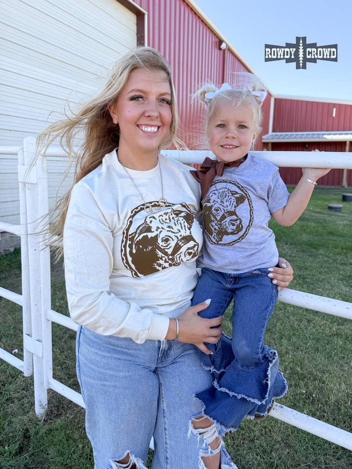 KIDS Happy Hereford Tee- BROWN for wholesale by Rowdy Crowd Clothing