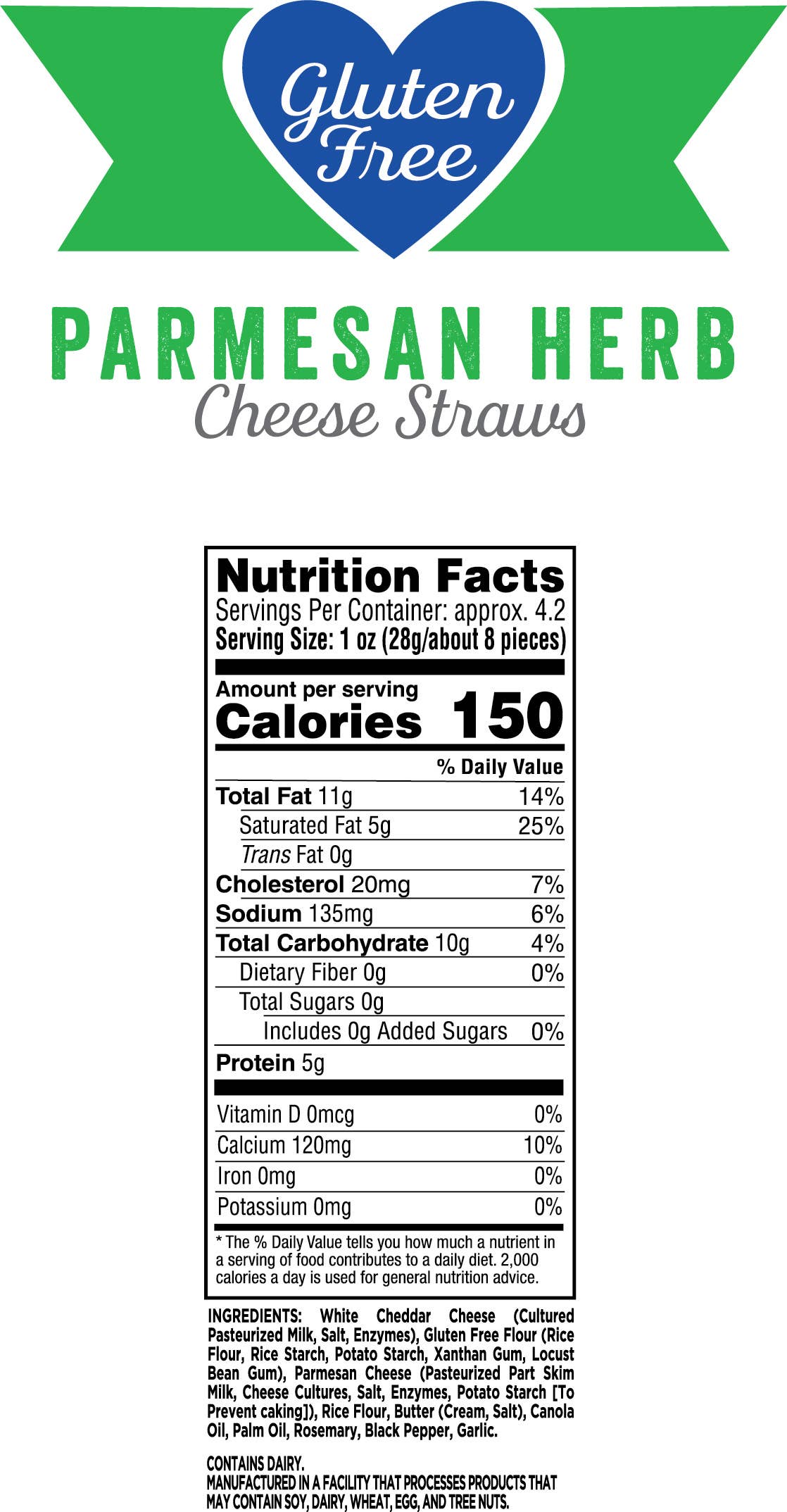 Mama Geraldine's - Wholesale Cheese Straws - 4.2 oz.  Gluten Free Certified Parmesan Herb Cheese Straws2