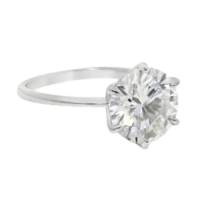 Sterling Silver 4.0CT Round Solitaire Moissanite Ring for wholesale by Atlanta Jewelers Supply