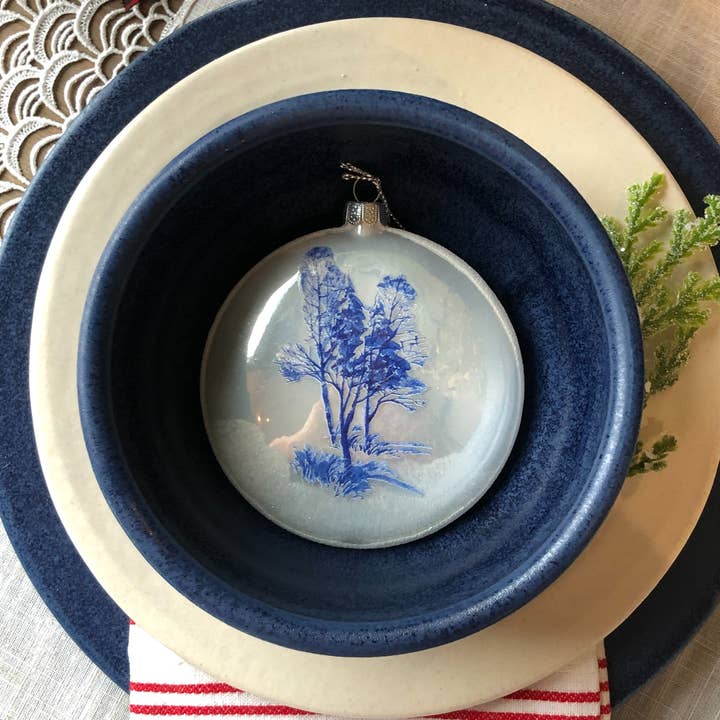 Rowe Pottery - Wholesale Dinner Plate - Farmhouse Ridges Dinner Plate - Denim