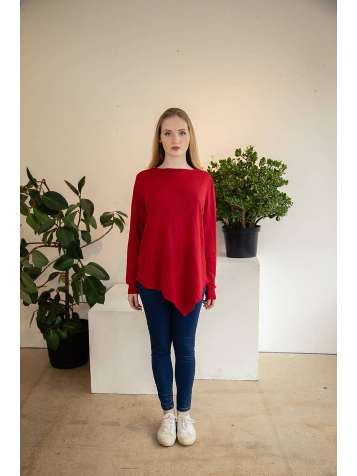 Madia & Matilda – wholesale Blus - Dam – Detaljerad Axel Långärmad Blus, Röd