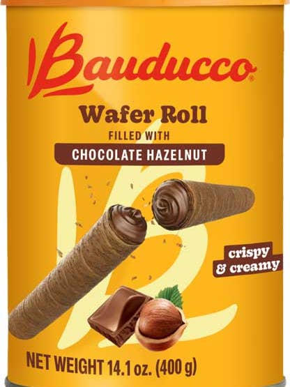 WAFER ROLL TIN CHOC & HAZEL     -     BAUDUCCO for wholesale by Hudson Meat Company