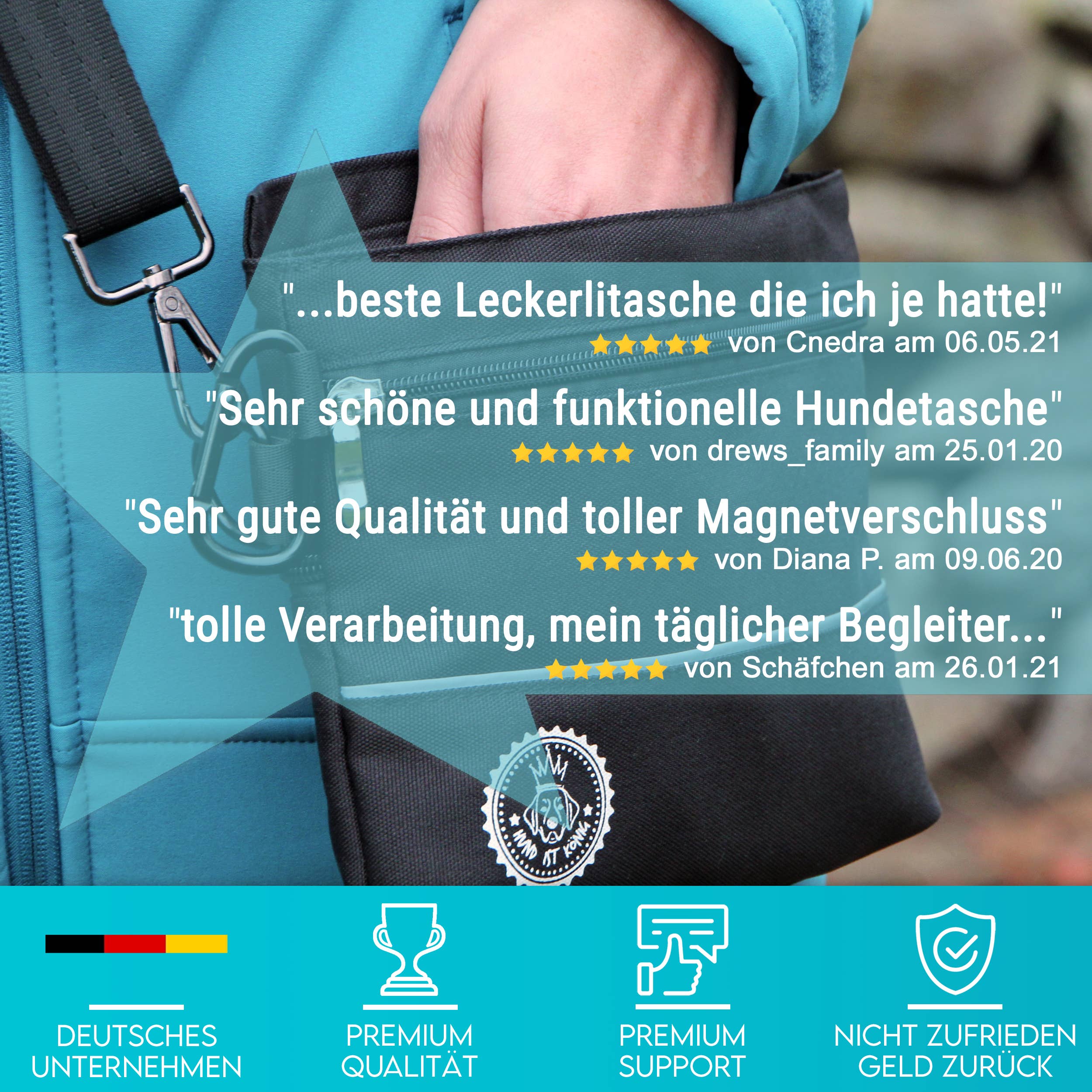 H.I.K. GmbH - Wholesale Pet Treat Bag - Dog - HUND IST KÖNIG® dog treat bag with magnetic closure6