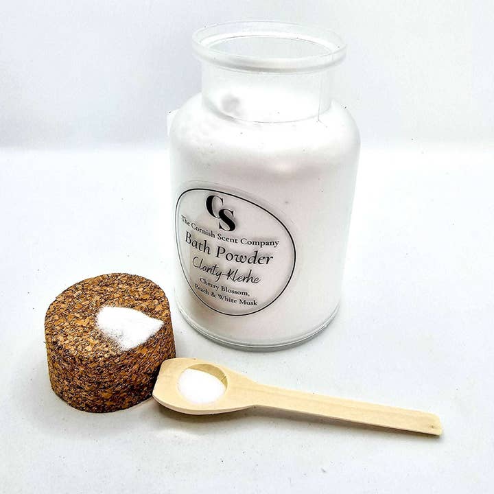 Clarity Moisturising bath powder / dust for wholesale by The Cornish Scent Company