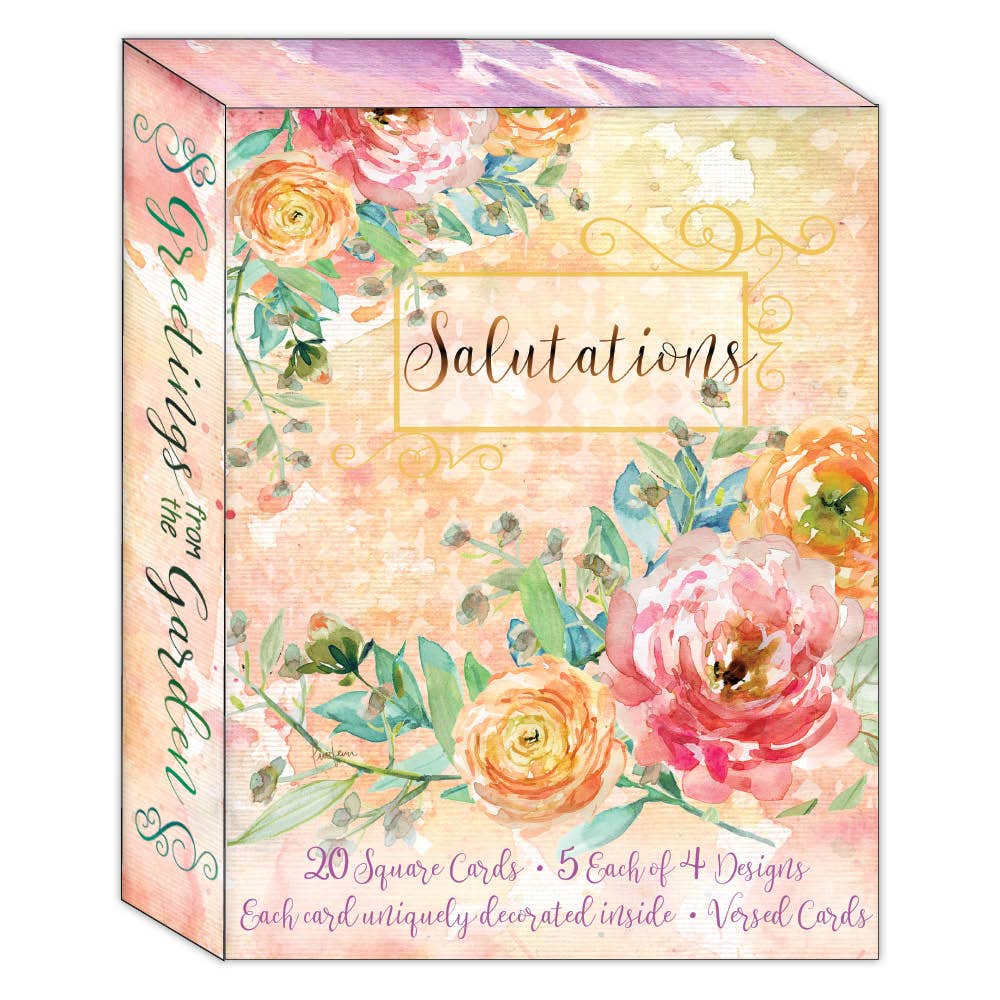 Crown Point Graphics - Vente Carte de vœux classique - Greetings from the Garden - Cartes de vœux dans une boîte - 20 cartes1