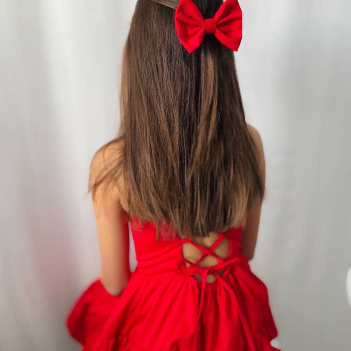 A Little Lacey - Wholesale Hair bow – Kids - Phoebe Red Girls Hair Bow2