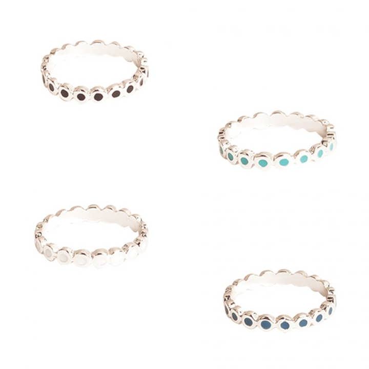 Lot de 12 petits points empilables en émail RG pour la vente par World End Imports Jewelry & Gifts