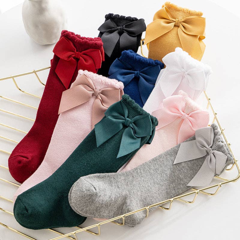 KiddieKickz - Wholesale Socks - Kids - Girls Solid Color Bow Accessories Socks11